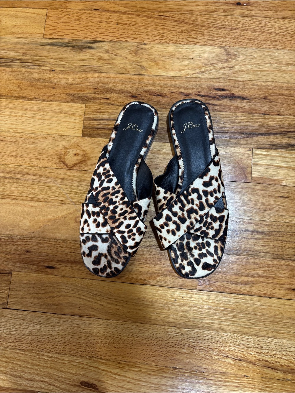 New J Crew Flat  Leather Slides